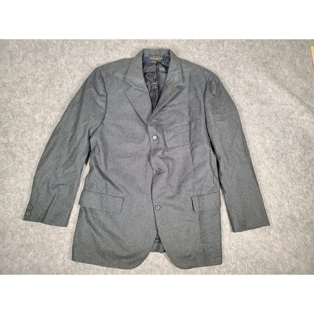 Brooks Brothers Makers 100% Wool Blazer Size 44 Reg Gray Made In USA Vintage